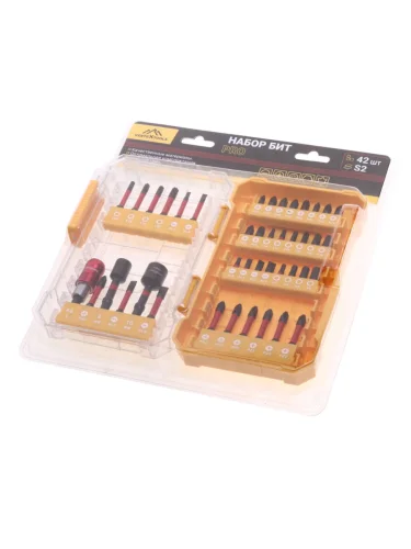 Набор бит и бит-головок 14" PH,PZ,SL,T(TX),HEX 42 предмета VERTEXTOOLS