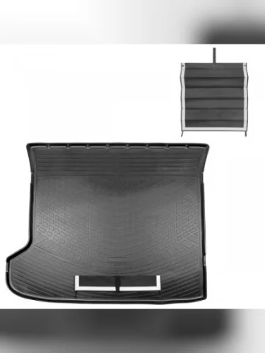 Коврик в багажное отделение с текстильным фартуком Norplast Unidec (черный) KIA EV6 1 CV дорестайлинг (2021-2024)