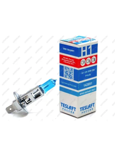 Лампа 12V H1 55W P14.5s 3700K 1100лм Super White TESLAFT (Россия)
