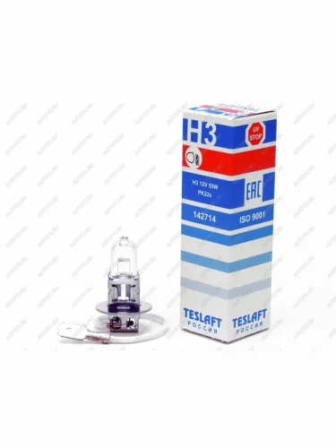 Лампа 12V H3 55W РK22s 1450лм Стандарт TESLAFT (Россия)