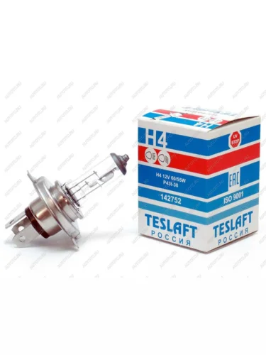 Лампа 12V H4 6055W P43t-38 16501000лм Стандарт TESLAFT (Россия)