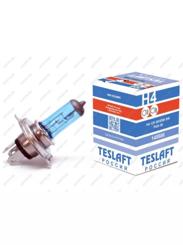Лампа 12V H4 6055W P43t-38 38503800К 1290950лм Super White TESLAFT (Россия)