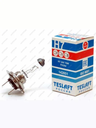 Лампа 24V H7 70W PX26d 1750лм Стандарт TESLAFT (Россия)