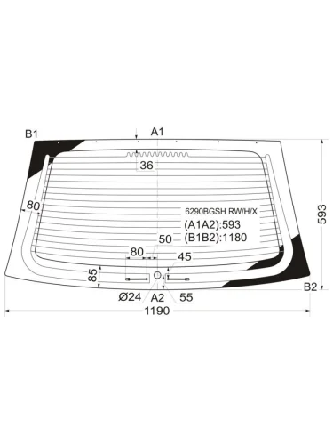Стекло заднее (Цвет зеленый Обогрев 35D HBK) Opel Corsa 00-06
