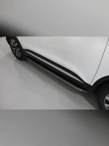 Пороги алюминиевые с пластиковой накладкой (карбон серые) 1720 мм Chery Tiggo 7 PRO MAX 4WD 2025