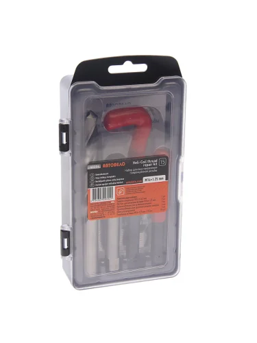 Набор инструментов и вставок для восстановления резьбы М14х1.25мм 15 предметов АВТОДЕЛО