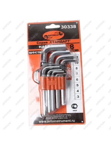 Набор ключей шестигранных 3-12мм Г-образных 8 предметов АВТОДЕЛО
