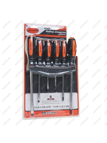 Набор отверток силовых SL6.0-SL9.0, PH2-PH3 6 предметов АВТОДЕЛО