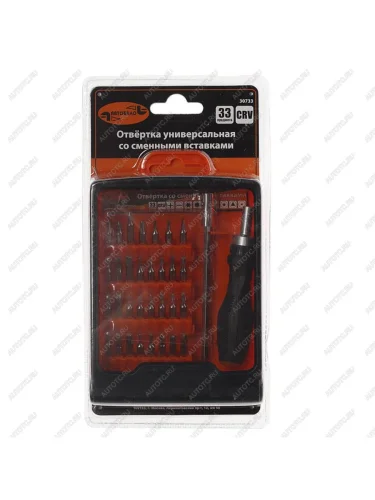 Отвертка с набором бит и магнитным удлинителем 33 предмета АВТОДЕЛО