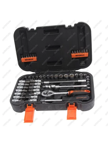 Набор головок торцевых,бит и бит-головок 14" 6-ти гранных 53 предмета в кейсе АВТОДЕЛО