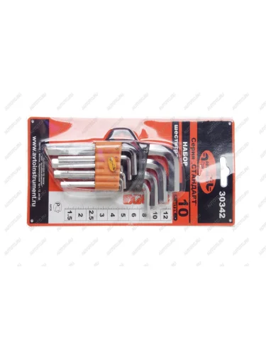 Набор ключей шестигранных 1.5-12мм 10 предметов АВТОДЕЛО