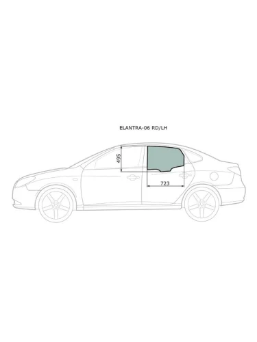 Стекло боковое опускное (Сзади Слева Цвет зеленый) Hyundai Elantra 06-12  Avante 06-11