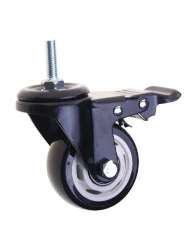 Колесо для тележки d=75мм 150кг болт М10 поворотное с тормозом резина черный МФК