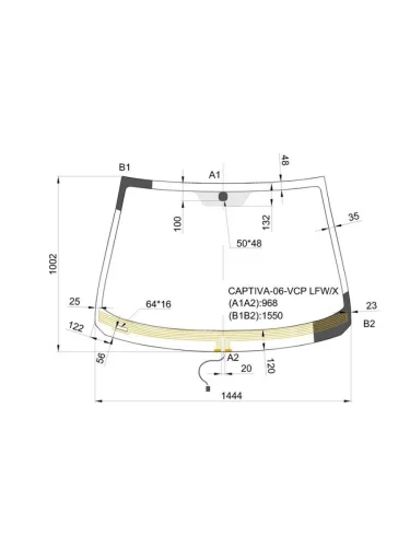 Стекло лобовое (Обогрев щеток) Chevrolet Captiva 06-15  Opel Antara 06-15  Daewoo Winstorm 06-10 