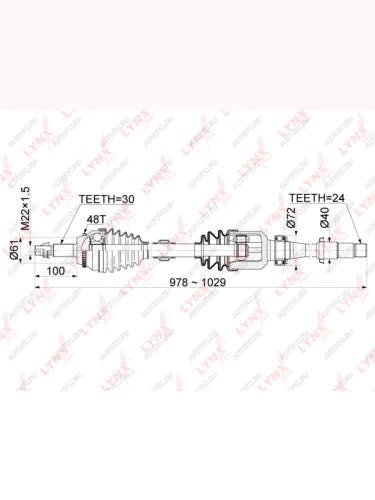 Вал привода TOYOTA Camry (11-) колеса переднего правого LYNX