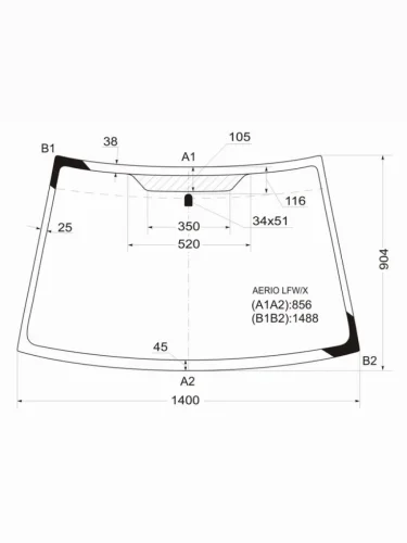 Стекло лобовое Suzuki Aerio 01-07  Liana 01-07