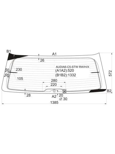 Стекло заднее (Цвет зеленый Обогрев) Audi A6 97-05  A6 allroad quattro 00-05  S6 99-04