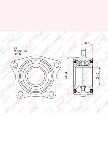 Ступица MITSUBISHI Galant (92-00) передняя с подшипником LYNX