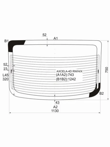Стекло заднее (Цвет зеленый Обогрев 4D SED) Mazda 3 03-09  Axela 03-09