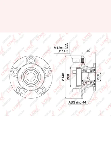 Ступица NISSAN Primera (P12) задняя в сборе с подшипником LYNX