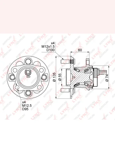 Ступица TOYOTA Yaris (05-) задняя с подшипником LYNX