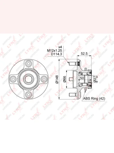 Ступица NISSAN Almera (B10RS) (06-) задняя LYNX