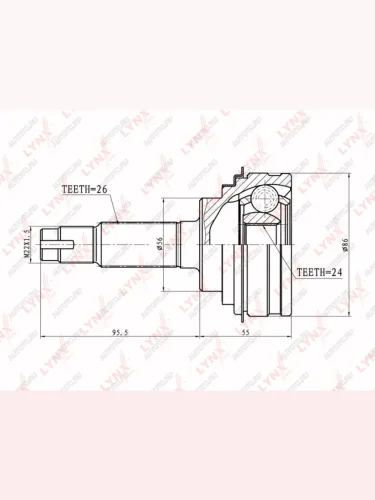 ШРУС наружный TOYOTA Vista (98-03) комплект LYNX