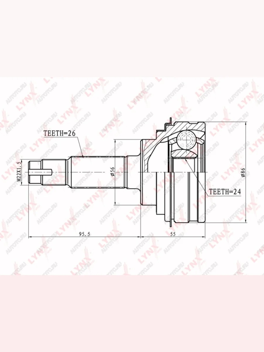 ШРУС наружный TOYOTA Vista (98-03) комплект LYNX  в Перми Пермском крае