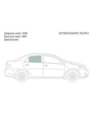 Стекло боковое опускное (Сзади Справа Цвет зеленый Крепления) Toyota Corolla (E150) 06-13  Corol
