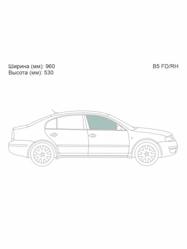 Стекло боковое опускное (Спереди Справа Цвет зеленый) Volkswagen Passat 96-05  Skoda Superb 02-08