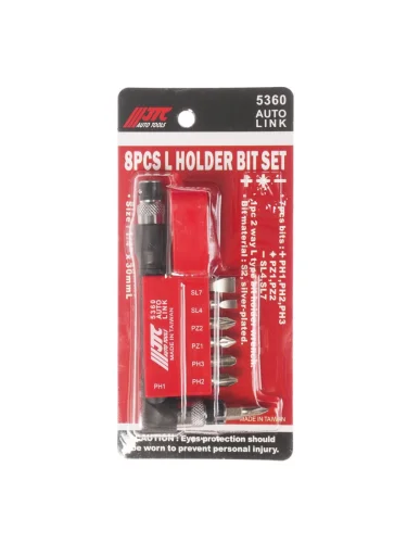 Набор бит 14" PHILIPS POZIDRIV с Г-образным держателем 8 предметов JTC