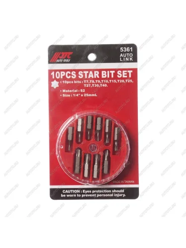 Набор бит 14" TORX Т7-Т40 10 предметов в боксе JTC