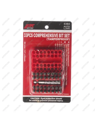 Набор бит 14" TORX, HEX, SPANNER с магнитным держателем 33 предмета в боксе JTC