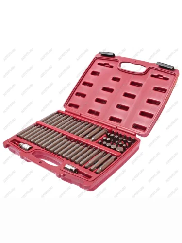 Набор бит 12" 38" HEX, TORX, SPLINE, RIBE 6-ти гранных 2 держателя 58 предметов в кейсе JTC