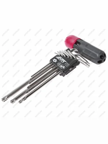 Набор ключей TORX T10Н-Т50H Г-образных с отверстием 9 предметов JTC