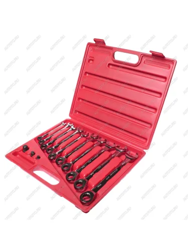 Набор ключей комбинированных 8-19мм трещоточных 13 предметов в кейсе JTC
