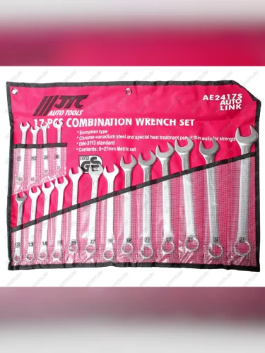 Набор ключей комбинированных 8-27мм 17 предметов в планшете JTC