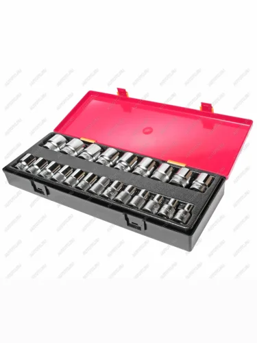 Набор головок торцевых 12" 6-ти гранных 08-32мм 22 предмета в кейсе JTC