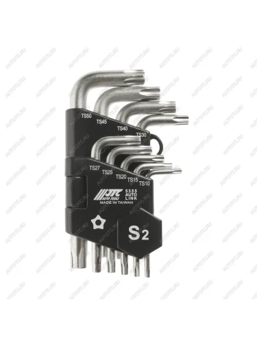 Набор ключей TORX ТS10-ТS50 пятилучевых Г-образных с отверстием 9 предметов JTC