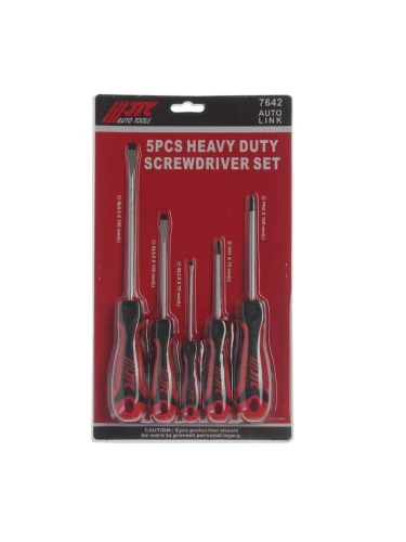 Набор отверток усиленных SL3.0х75 SL5.5х100 SL6.5x150 PH1x75 PH2x100 5 предметов JTC