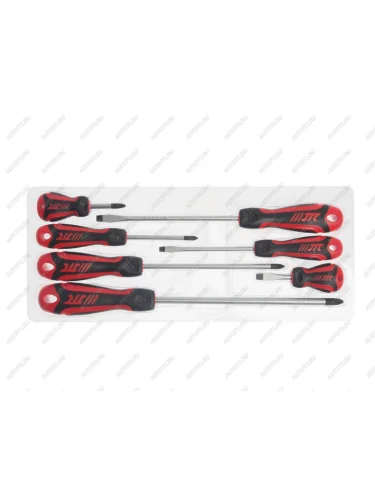 Набор отверток усиленных SL5.5x100 SL6.5x38 SL6.5x150 PH1x75 PH2x38,150 PH3x200 7 предметов JTC