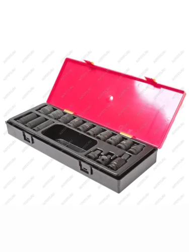Набор головок торцевых 12" 12-ти гранных 10-24мм ударных 16 предметов в кейсе JTC