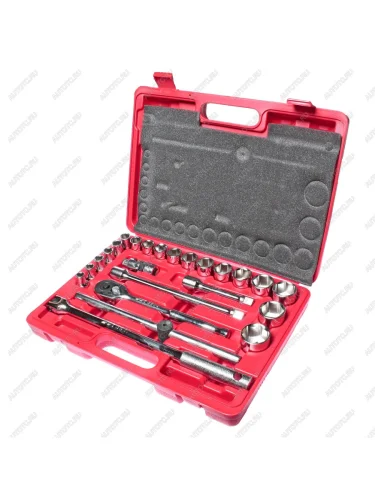 Набор головок торцевых 12" 6-ти гранных 10-32мм 24 предмета в кейсе JTC