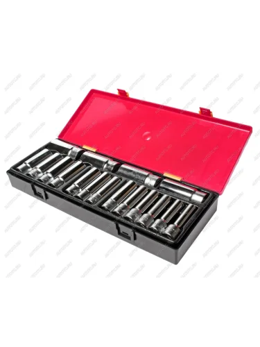 Набор головок торцевых 12" 12-ти гранных 10-32мм глубоких 17 предметов в кейсе JTC