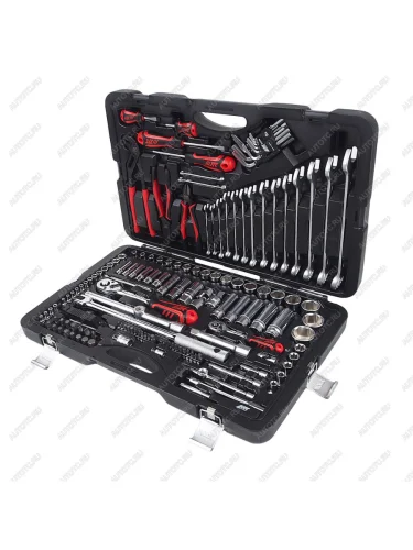 Набор инструментов 145 предметов слесарно-монтажный 14",12" 6-ти гранных в кейсе JTC