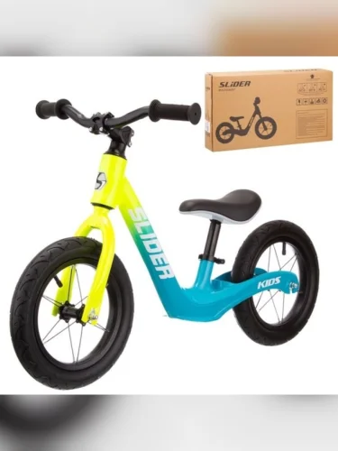 Беговел 12" надувные колеса магниевый сплав желто-голубой SLIDER