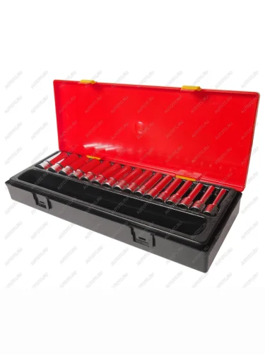 Набор головок торцевых 38" 6-ти гранных 6-22мм глубоких 16 предметов в кейсе JTC