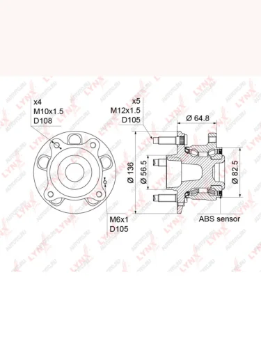 Ступица CHEVROLET Cruze (09-) OPEL Astra J (12-) задняя LYNX