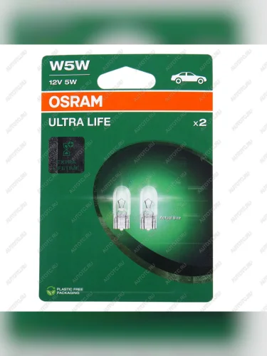 Лампа 12V W5W T10W W2.1x9.5d блистер (2шт.) Ultra Life OSRAM