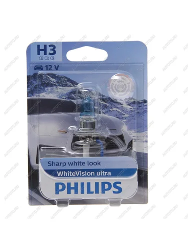 Лампа 12V H3 55W РK22s блистер (1шт.) White Vision Ultra PHILIPS